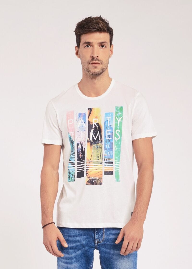 T-shirt con stampa collage