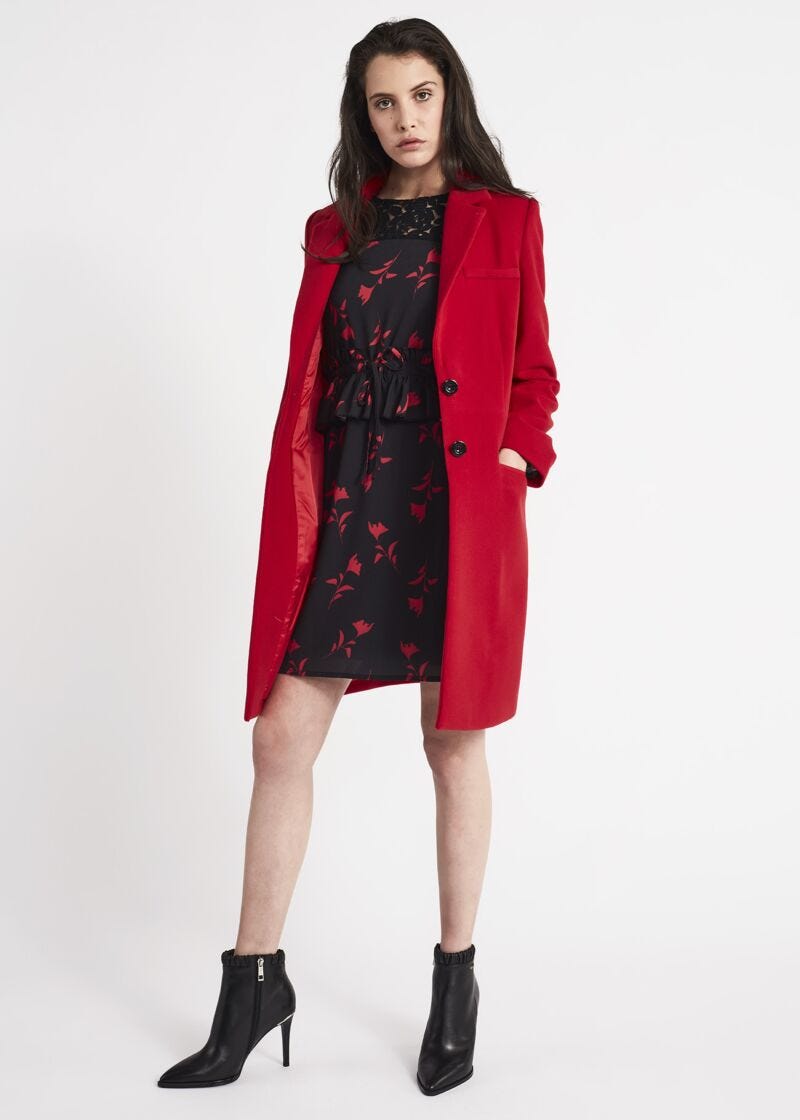 Dress in floral georgette with peplum