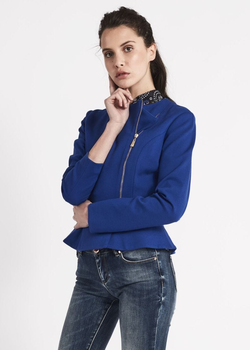 Biker jacket in stretch viscose