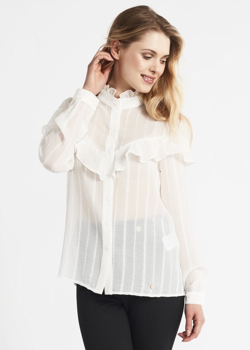 Camicia in chiffon con rouches