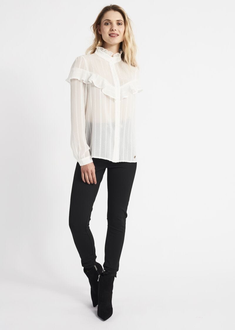 Camicia in chiffon con rouches