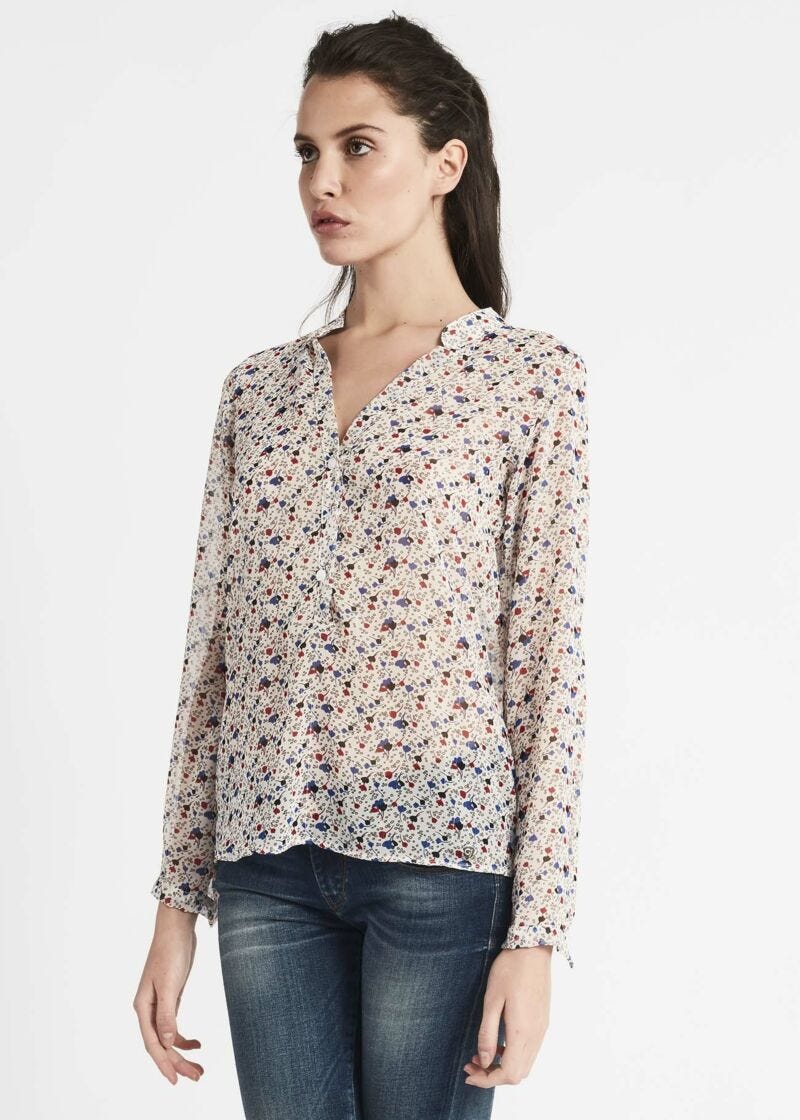 Blouse in lurex print georgette