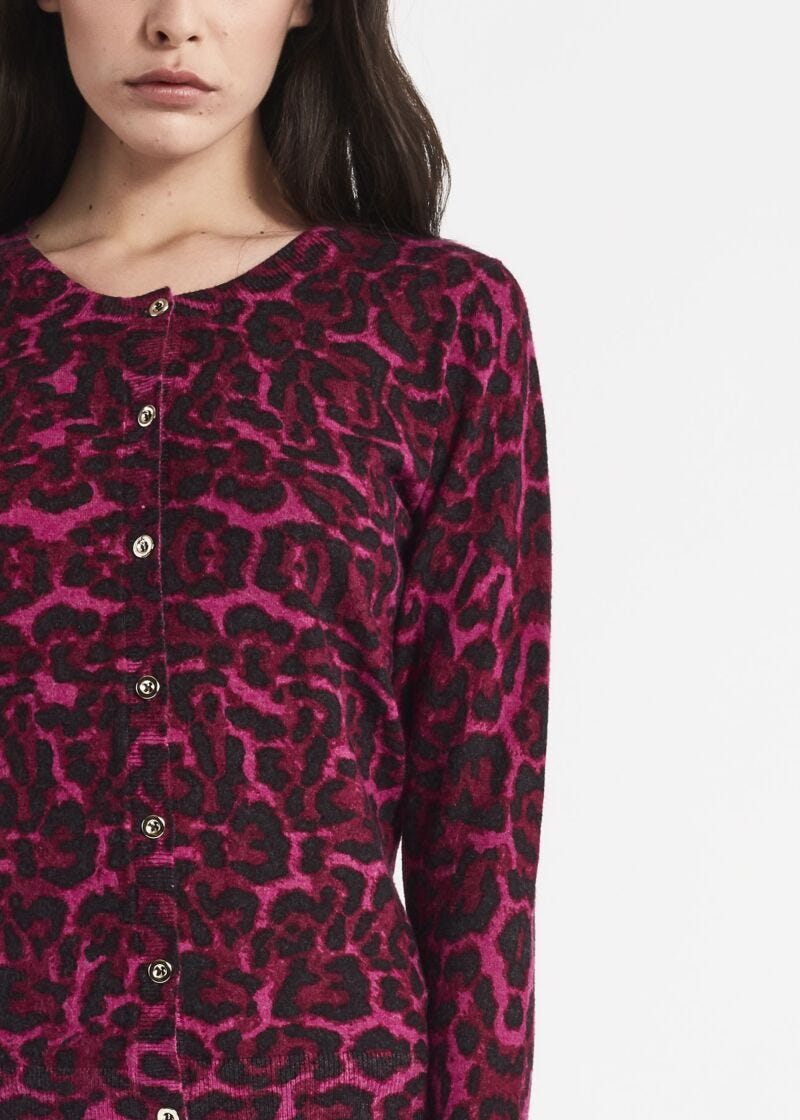 Cardigan in viscosa animalier