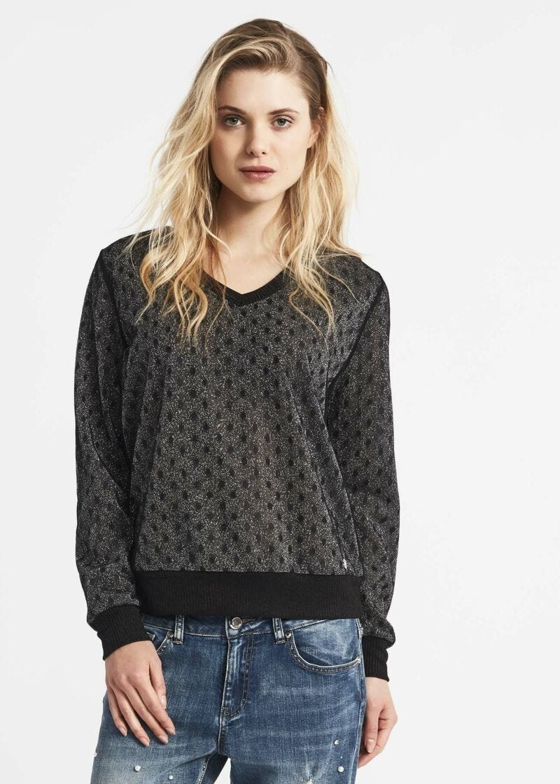 Tulle and lurex jersey jumper