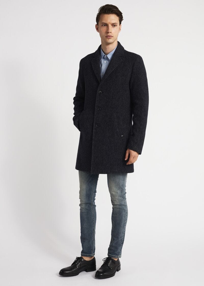 Cappotto in lana chevron