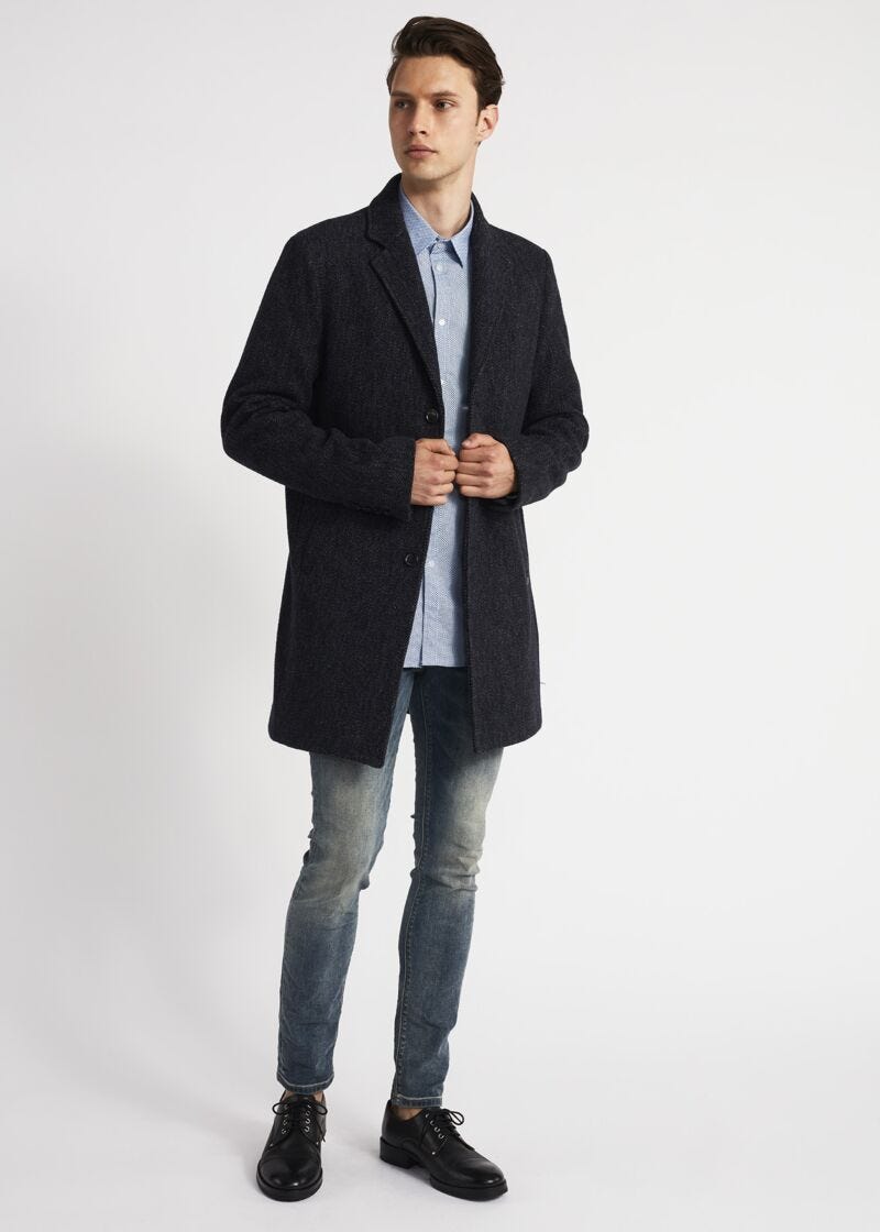 Cappotto in lana chevron