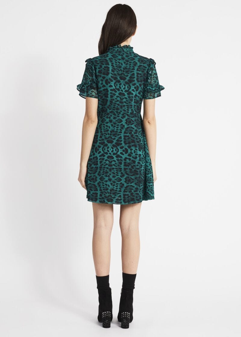 Mini dress in animal print georgette