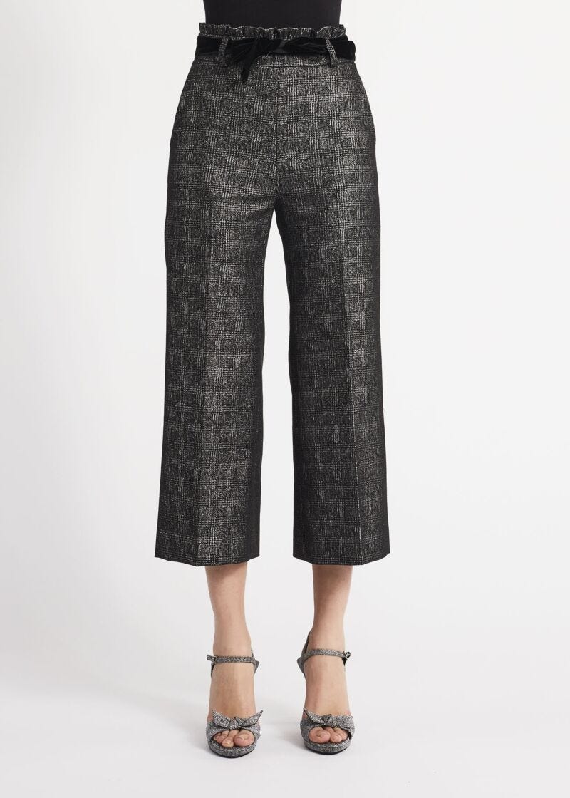 Pantaloni cropped in jacquard