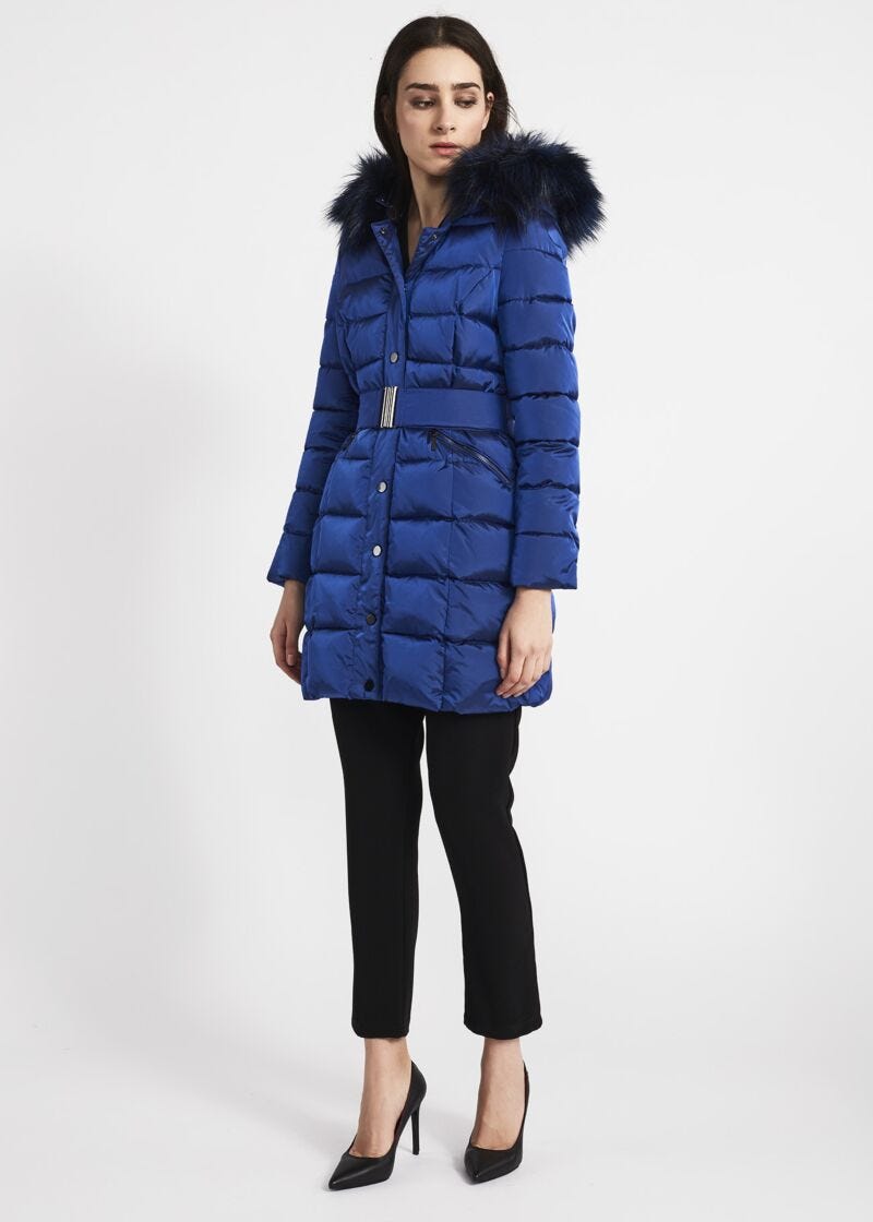 Midi down jacket with hood