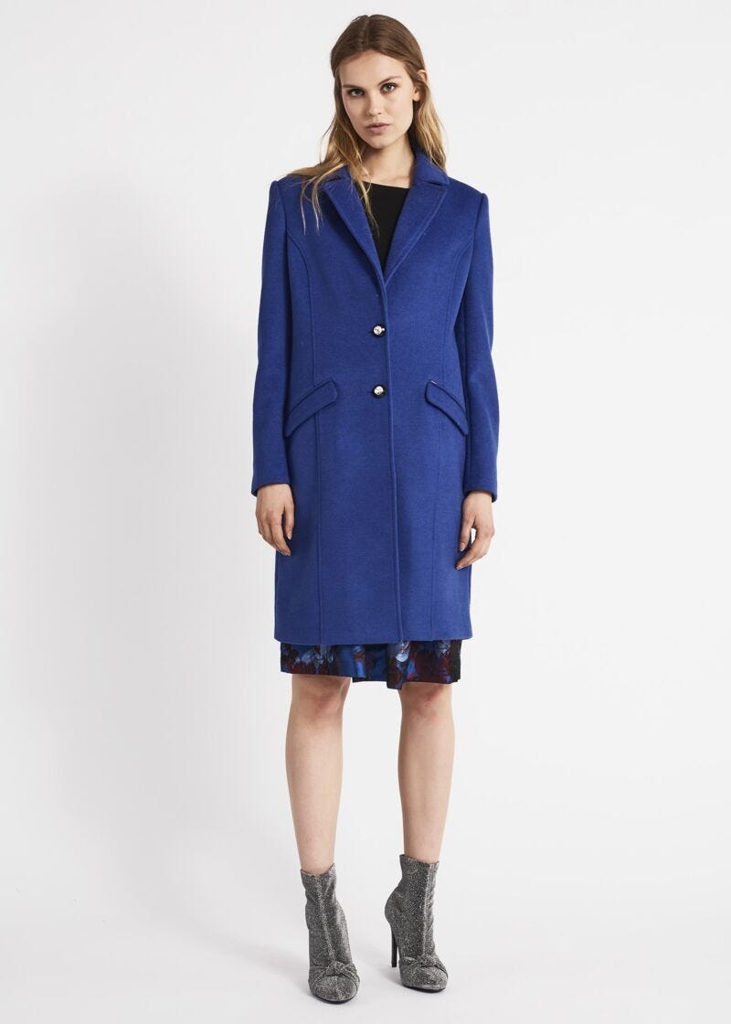 Single-breasted coat with jewelled buttons