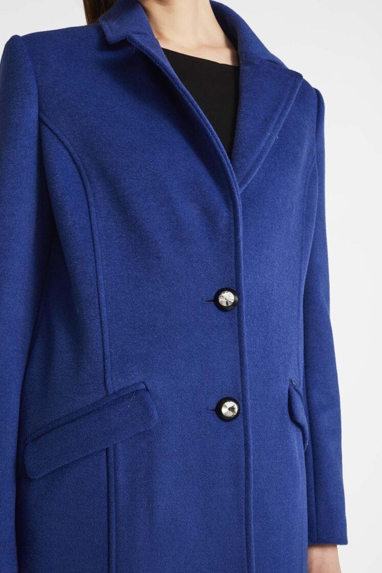 Single-breasted coat with jewelled buttons