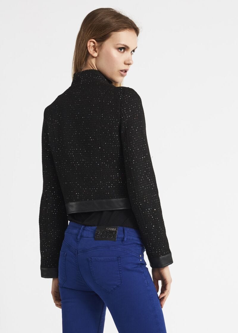 Cropped jacket with sequins