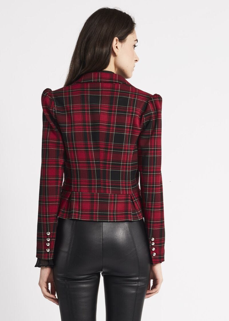Single-breasted check pattern jacket