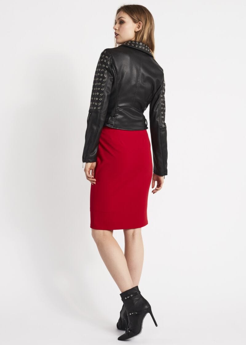 Biker jacket with metal eyelets