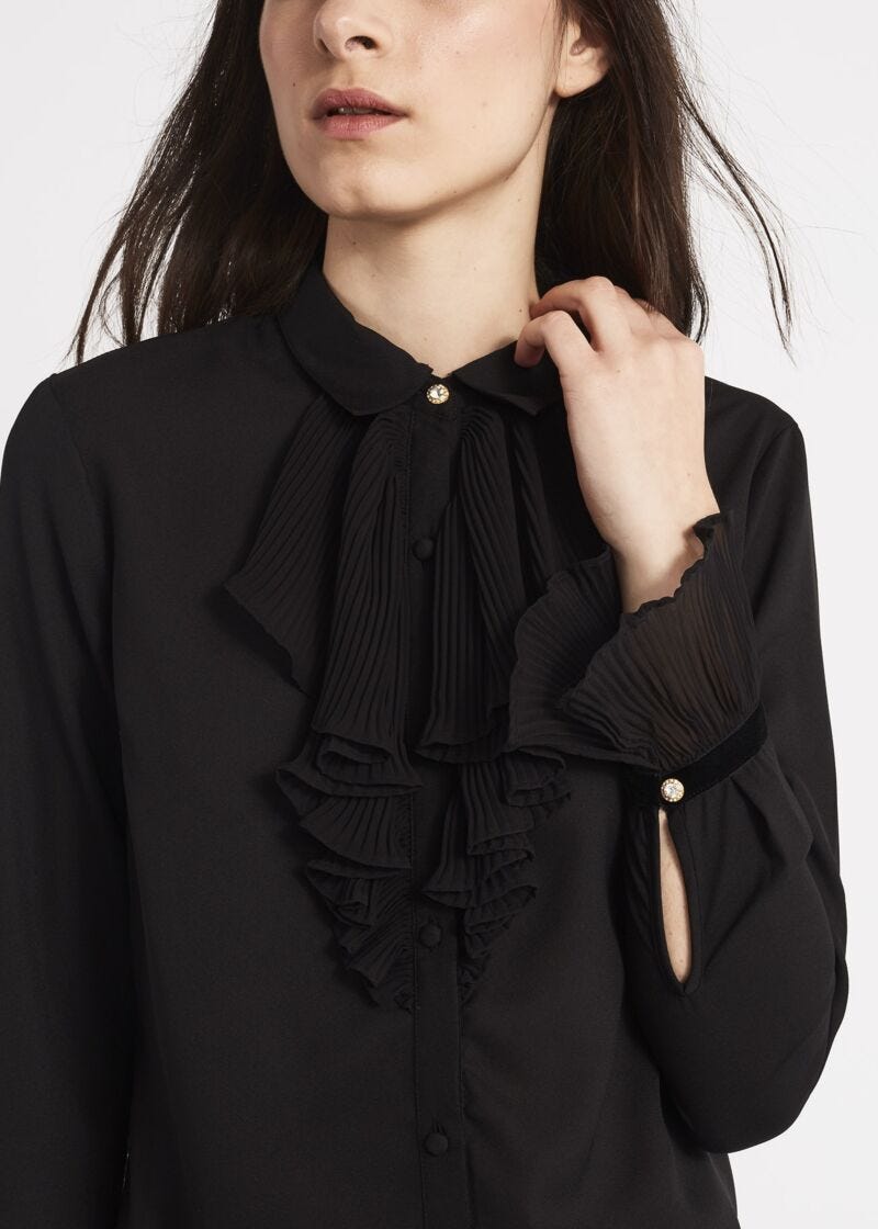 Pleated bib front shirt