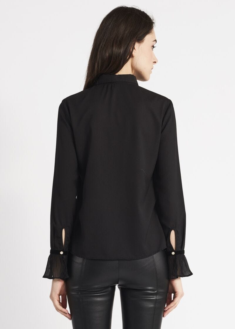 Pleated bib front shirt