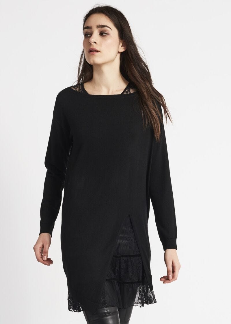 Completo maglia e sottoveste in pizzo