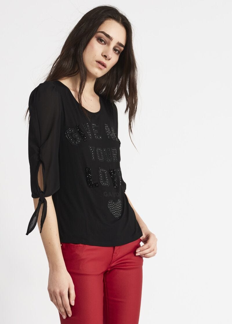 T-shirt with georgette sleeves