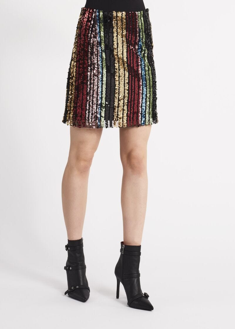Gonna con paillettes multicolor