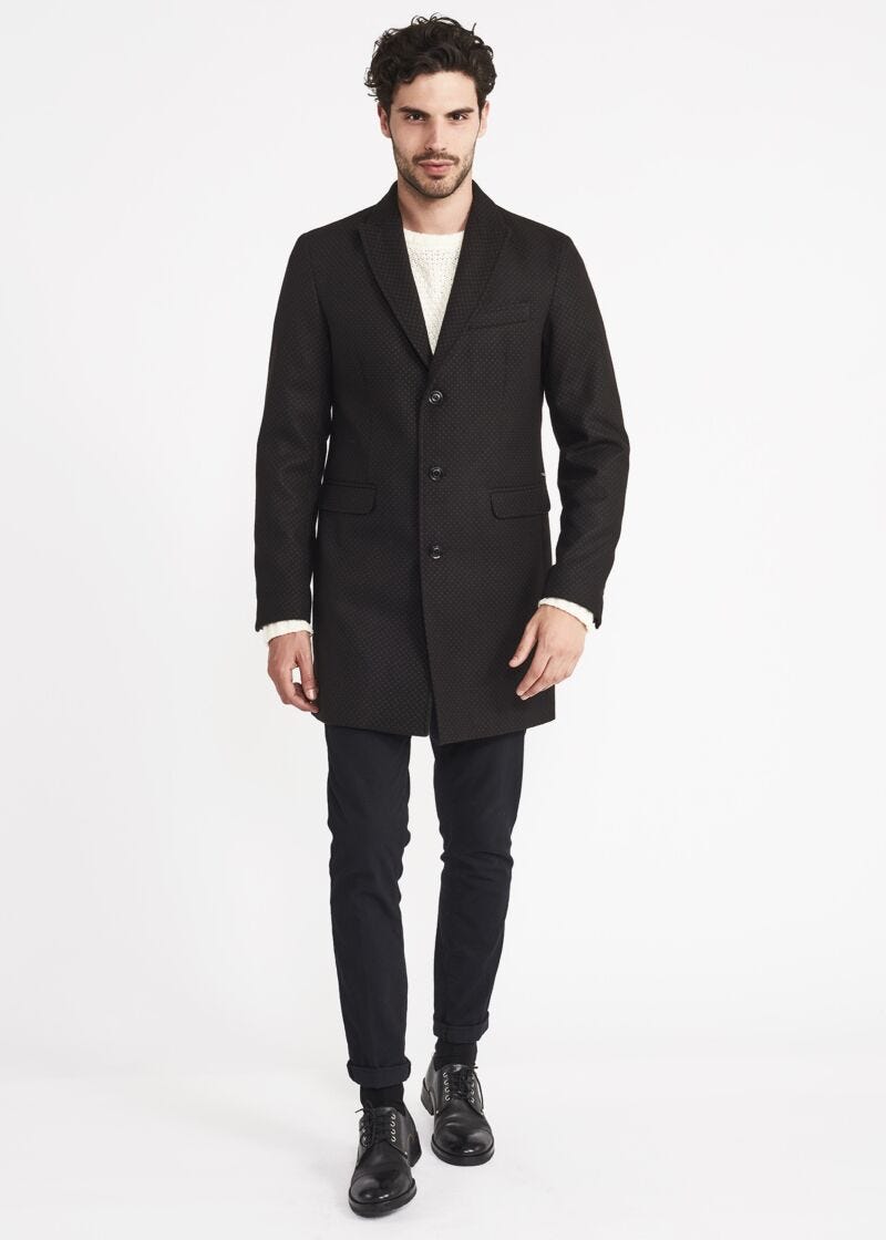 Manteau droit avec petits pois 