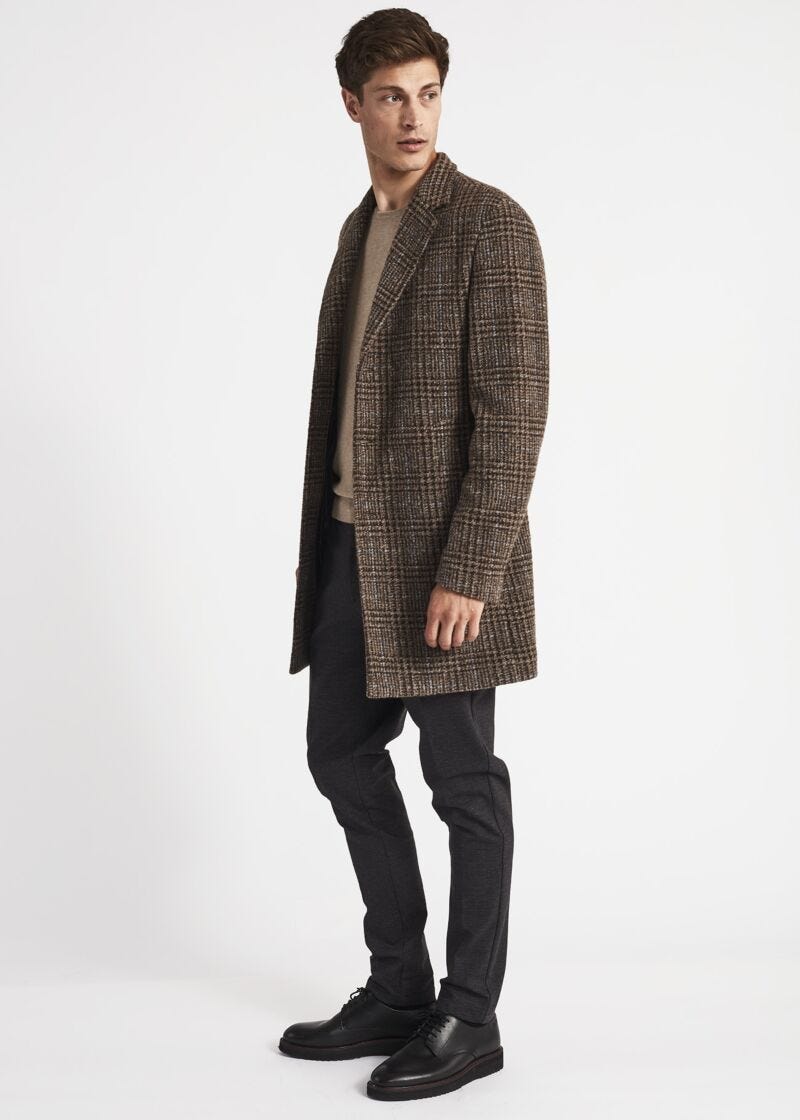 Prince of Wales check single-breasted coat