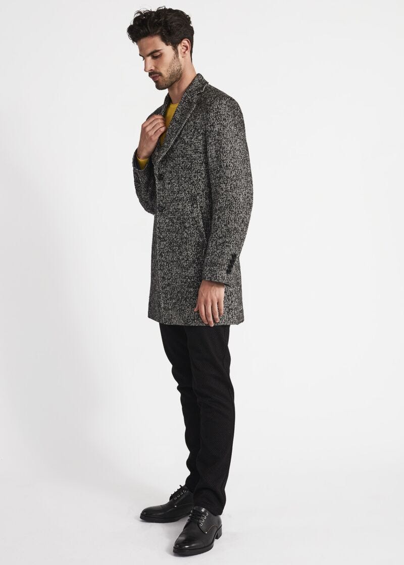 Cappotto monopetto in tweed