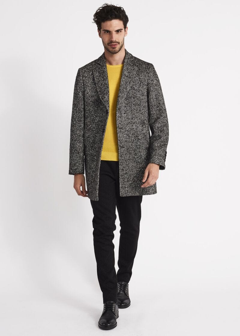 Cappotto monopetto in tweed