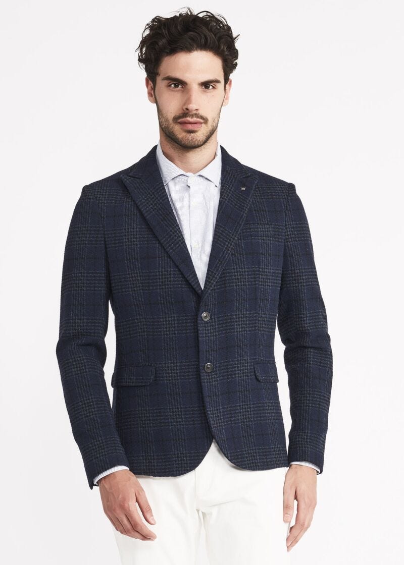 Single-breasted check pattern jacket