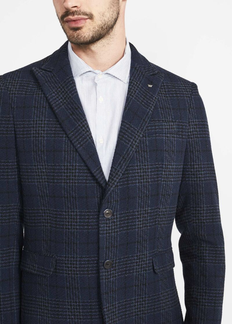 Veste droite avec motif &agrave; carreaux 