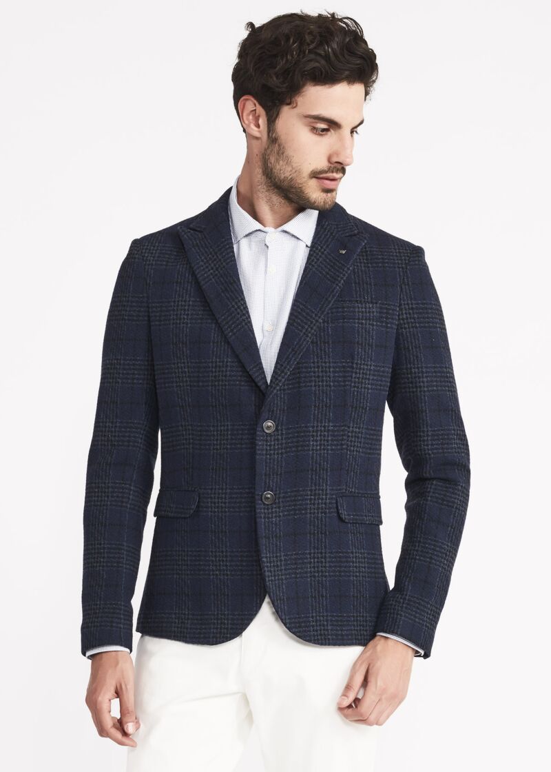 Single-breasted check pattern jacket