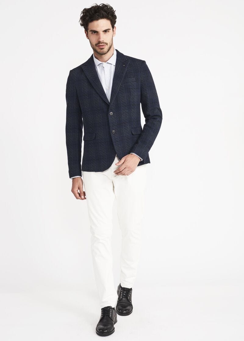 Single-breasted check pattern jacket