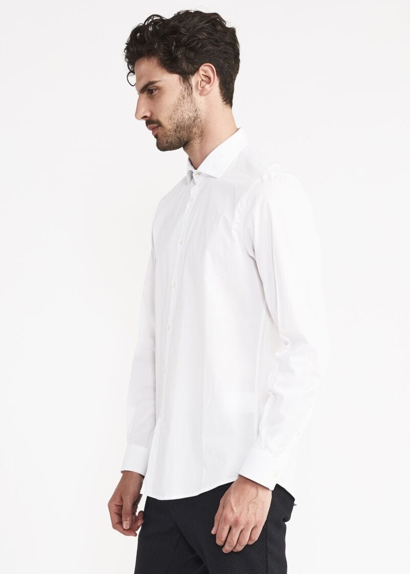Shirt in solid colour cotton