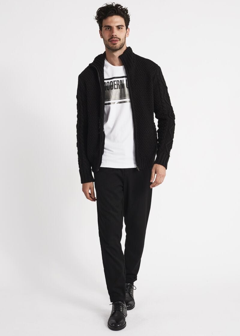 Cardigan in lana a trecce
