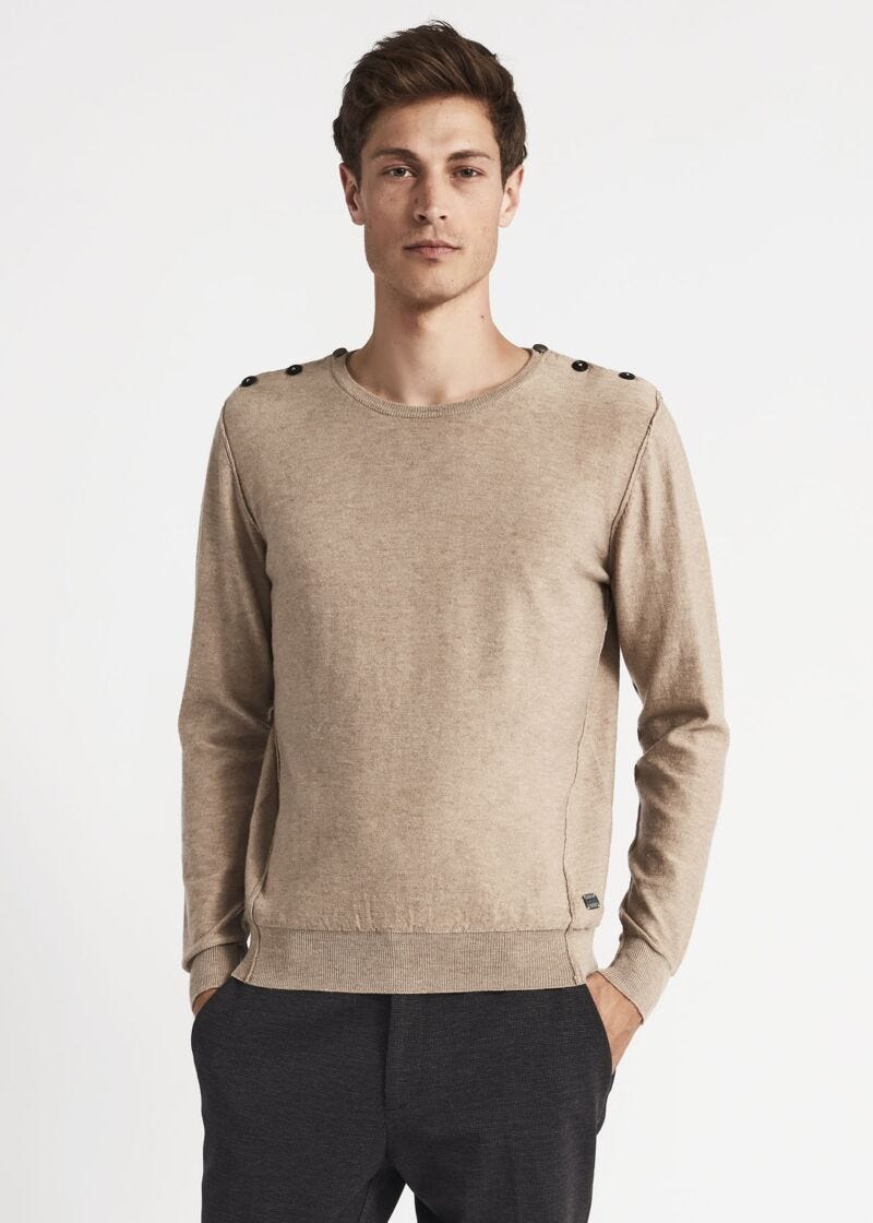 Crew neck jumper with buttons