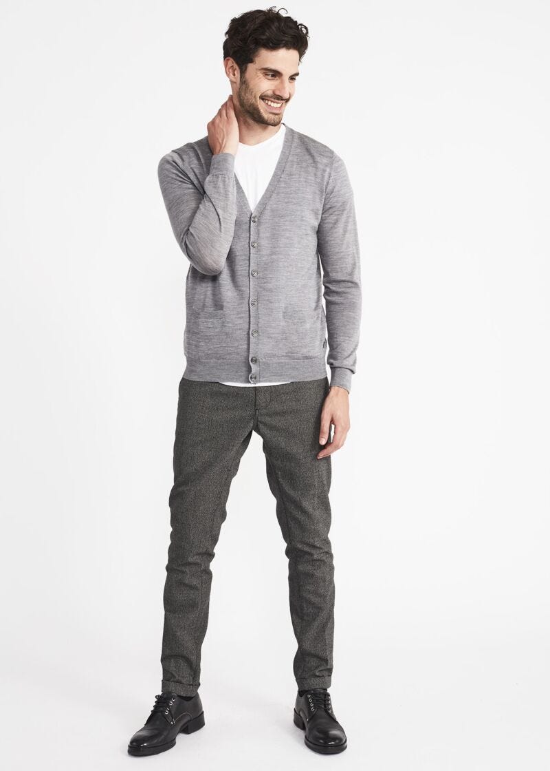 Cardigan in plain knit wool