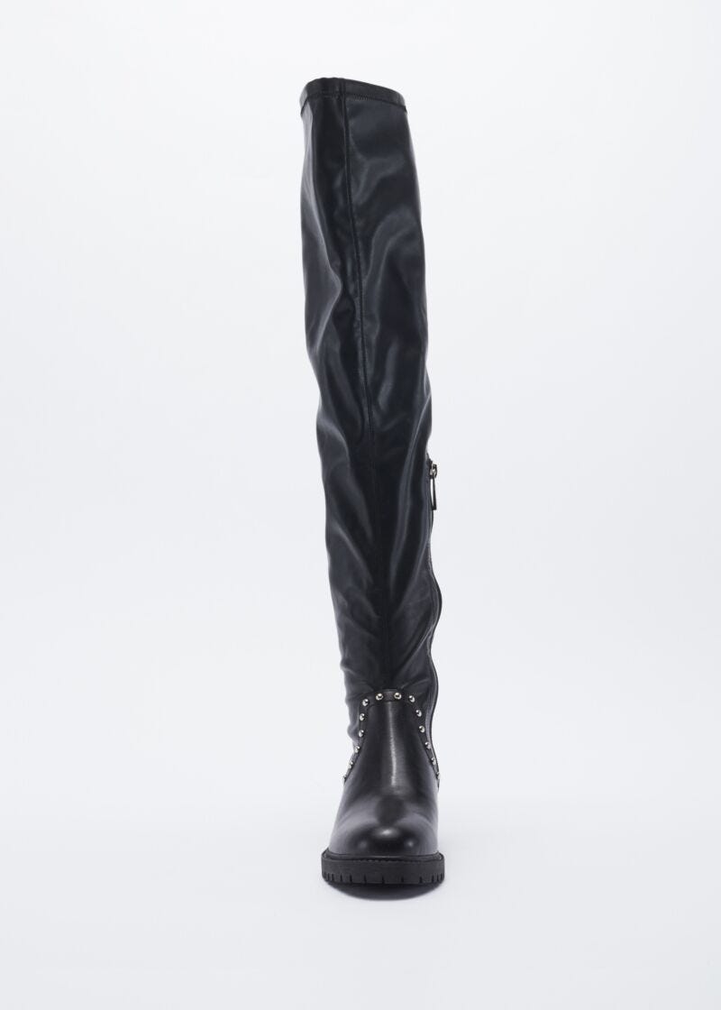 Studded thigh high boots