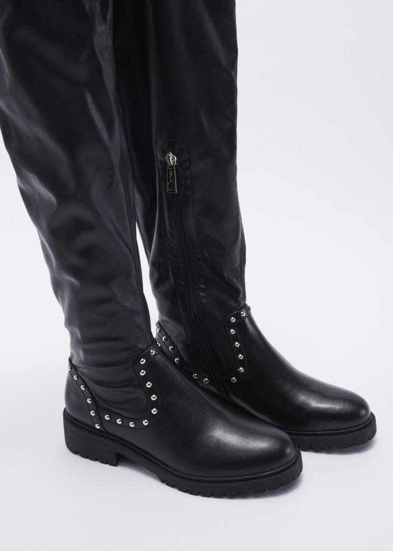 Studded thigh high boots
