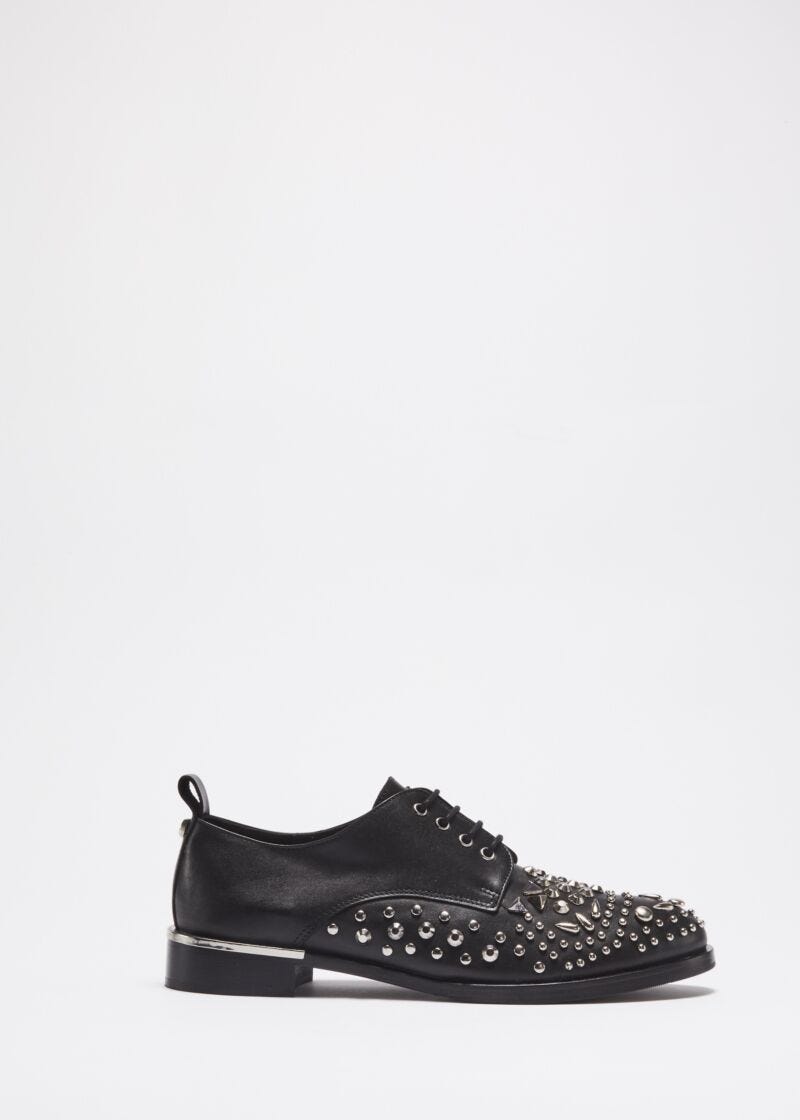 Lace-up derby with stud embellishment
