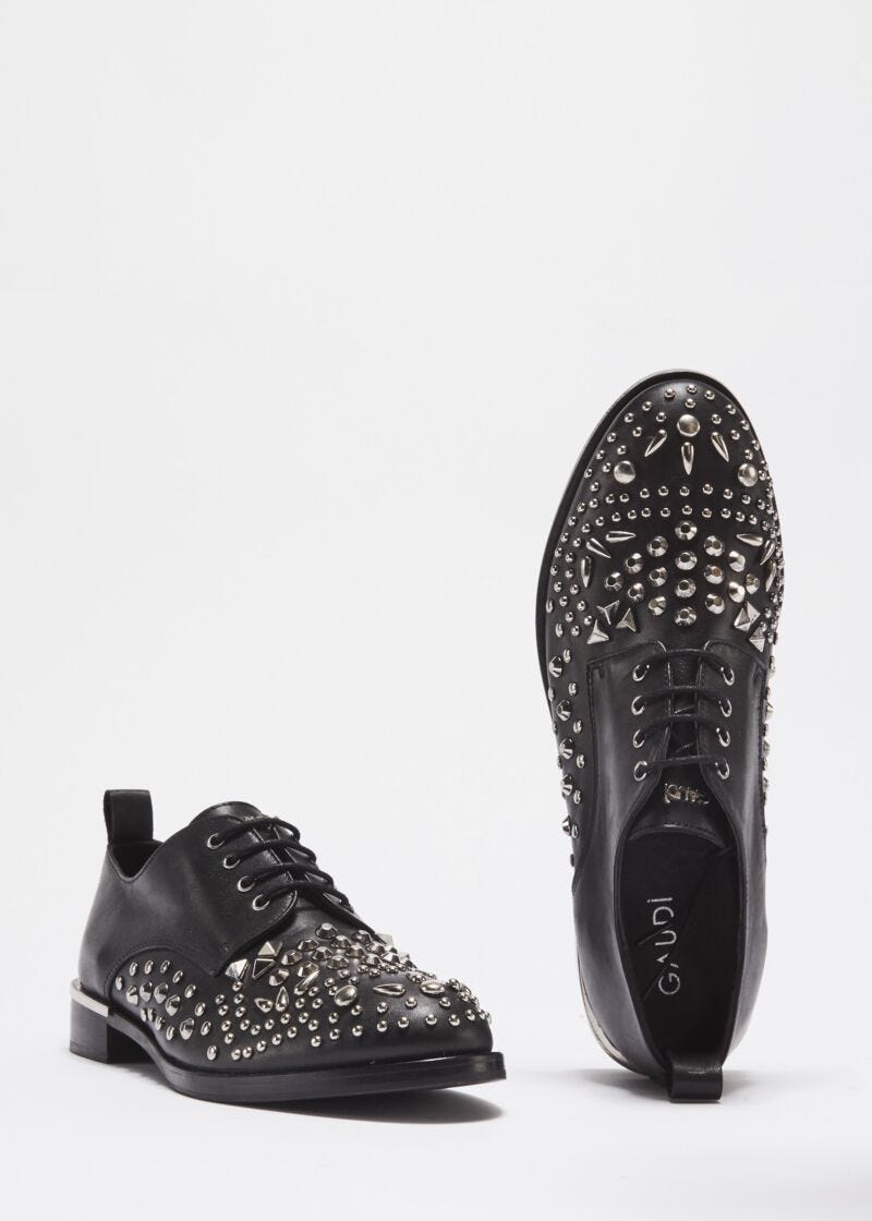 Lace-up derby with stud embellishment