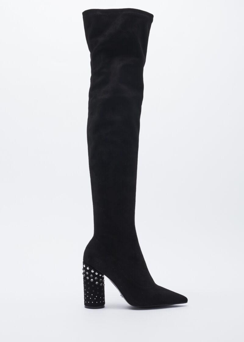 Thigh high boot in faux suede