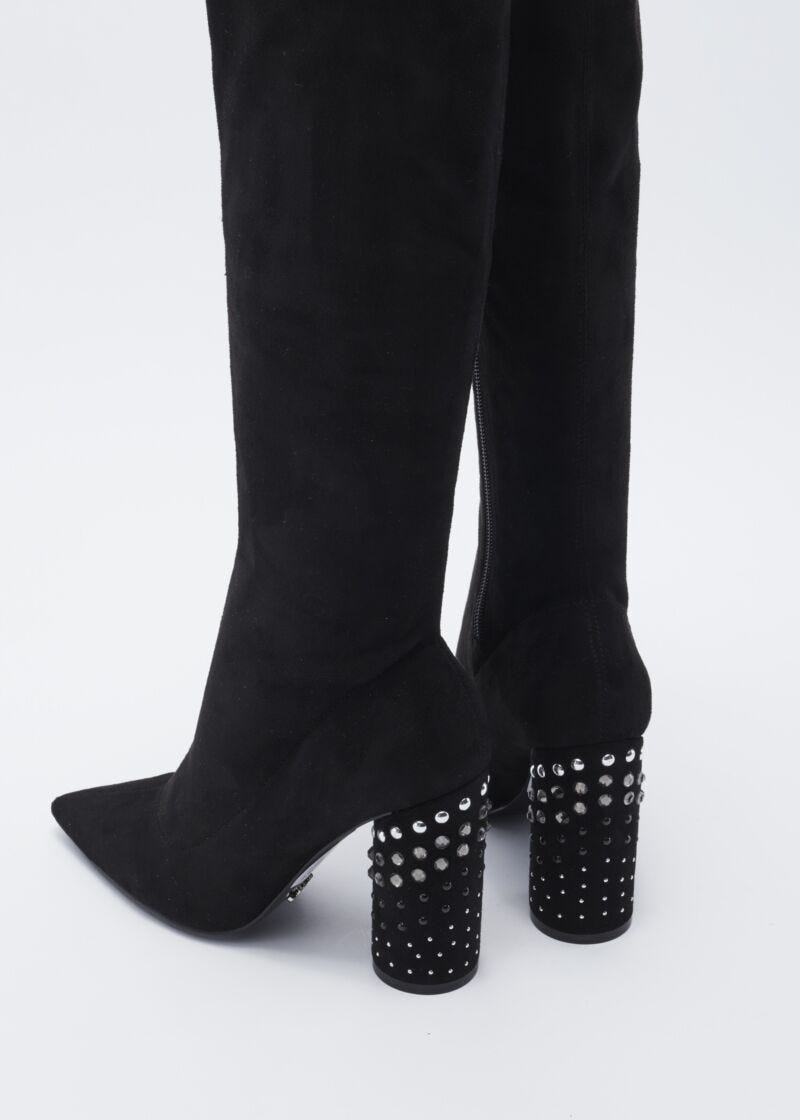 Thigh high boot in faux suede