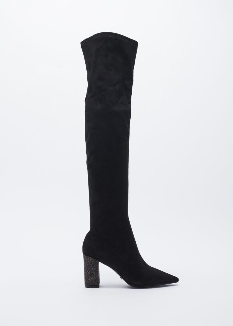 Thigh high boot in faux suede