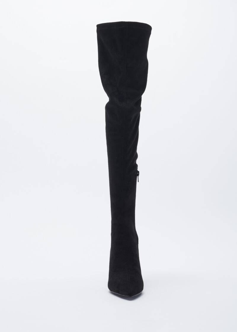 Thigh high boot in faux suede