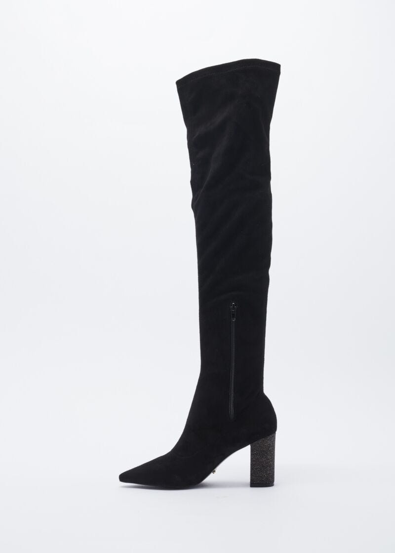 Thigh high boot in faux suede