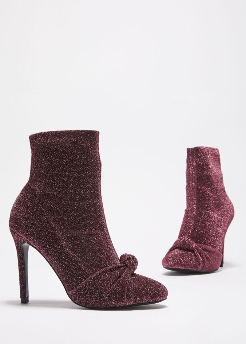Low boot in lurex with decorative knot