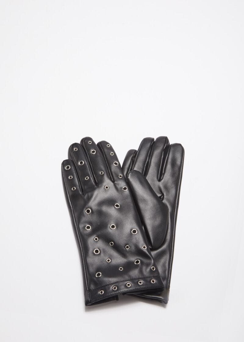 Faux leather gloves