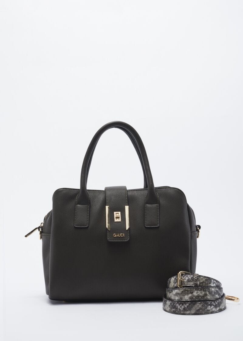 Faux leather bag with removable strap