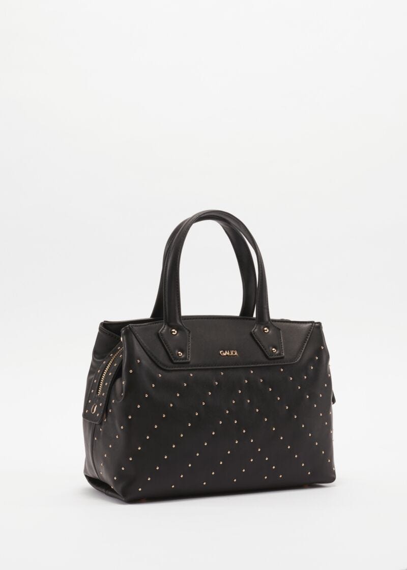 Faux leather bag with embellishment