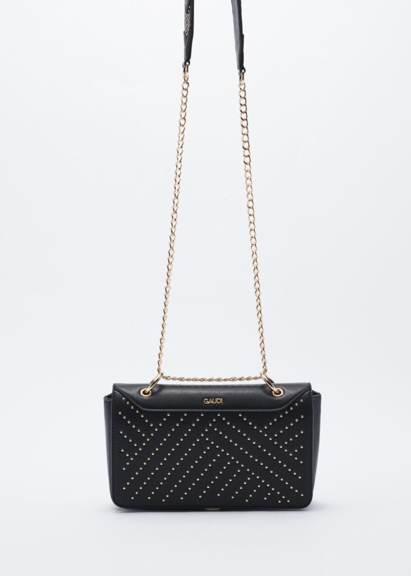 Faux leather crossbody bag with embellishment