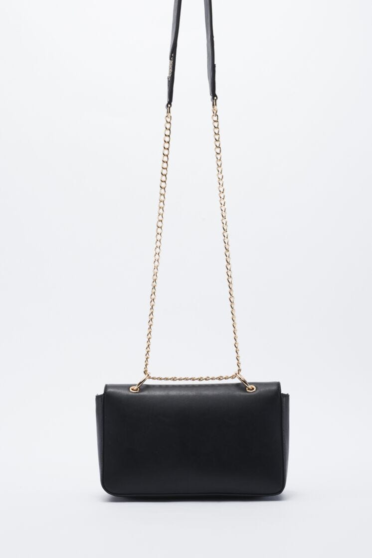 Faux leather crossbody bag with embellishment